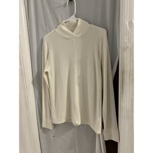 Haven Well Within Cream Ribbed Knit Mock Neck Top Sz M Loungewear